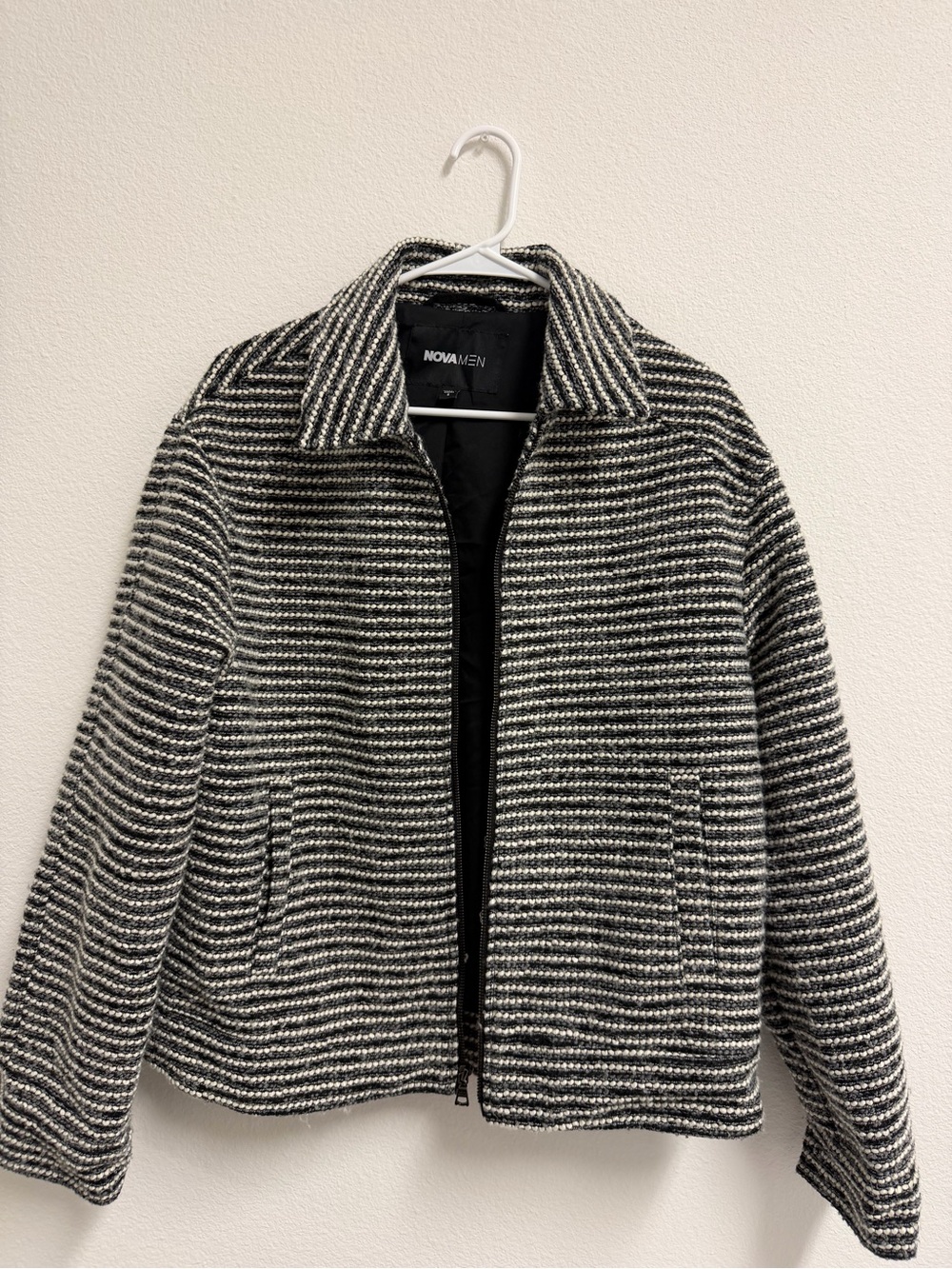 Striped Bomber Jacket in Black and White
